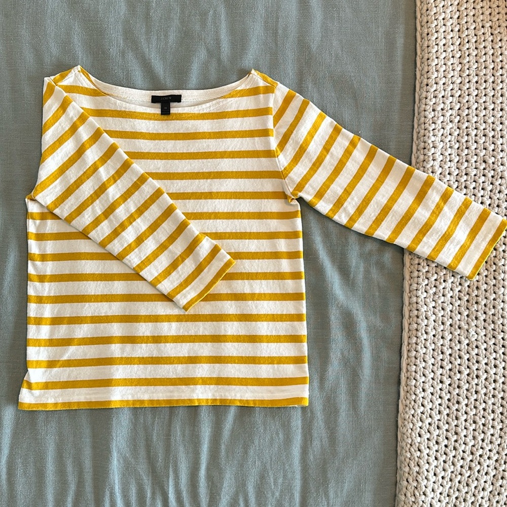 J. Crew striped 3/4 sleeve boatneck tee, size XS